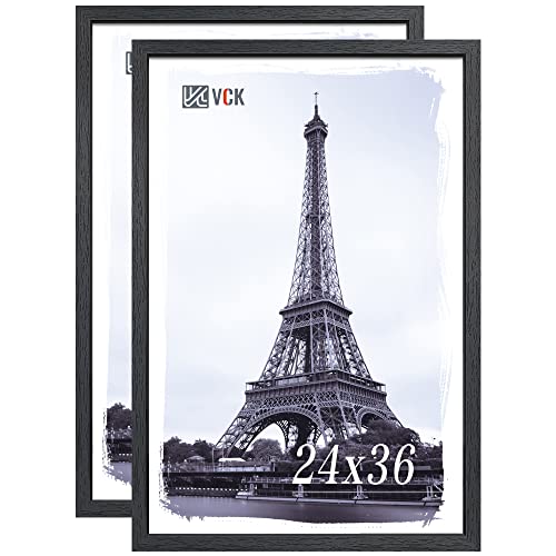 24x36 Poster Frame Black Wood Wall Display Frame 2 Pack - Elegant & Durable