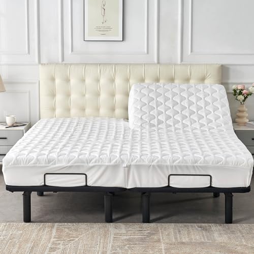 Kingnex Waterproof Split Top King Mattress Protector Pad - Adjustable Bed, 78x80