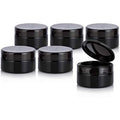 Black PET Plastic (BPA Free) Refillable Low Profile Jar with Black Flip Top Cap - 8 oz (6 Pack)