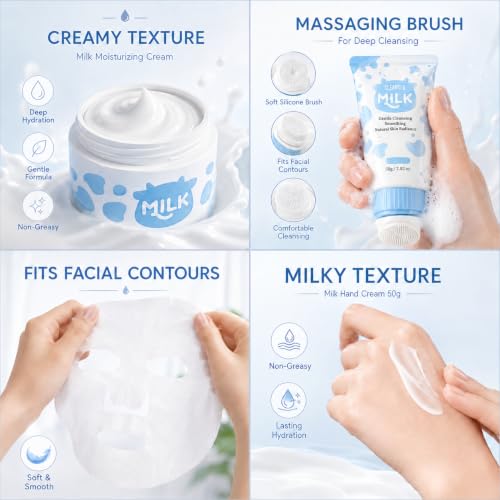 Kids & Teens Milk Skin Care Set - Gentle 12-Piece Face & Body Kit