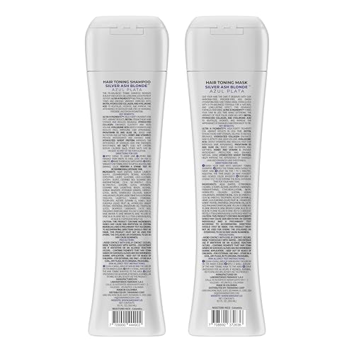 Blue Toning Shampoo & Hair Mask Set for Silver Blonde Hair - Neutralizes Brassy Tones