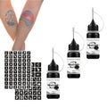 Temporary Tattoo Kit, Makeup Inks, Freckles Gel for Art Markers, 102 Patterns Fake Tattoos stencils DIY for Men Women - 3 Bottles (Black)