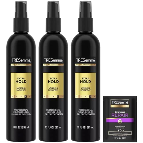 TRESemm? Extra Hold Hairspray, Non-Aerosol 3-Pack, 24H Hold & Frizz Control + Keratin Repair Hair Mask