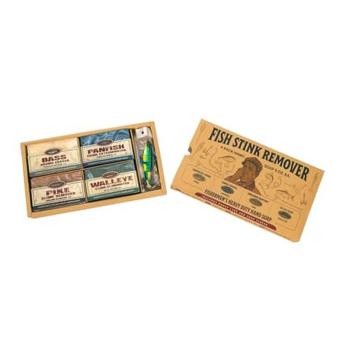 Fishermen¡¯s 4 Pack Soap Gift Set ? Great Smelling Heavy Grit Hand and Body Soap for Fishermen ? Includes Topwater Fishing Lure & Sleeve ? Birthday Gift for Fishermen - Fishing Gift Dad, Husband