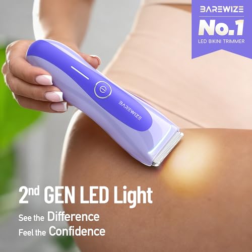 Bikini Trimmer for Women, Electric Shaver for Women | LED Light, IPX7 Waterproof, USB-C Rechargeable, Ceramic Blade | Electric Razors for Women, Pubic Hair Trimmer Women (Violet Haze)