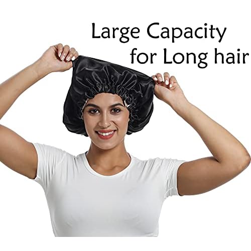 100% Mulberry Silk Lined Bonnet Adjustable Satin Sleep Cap 19 Momme Silk Bonnet for Women Curly,Long Hair Care