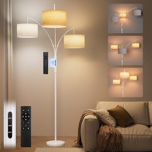 White-Beige Dimmable Tree Floor Lamp - 36W Super Bright LED with Remote & Touch Control for Living Room & Bedroom