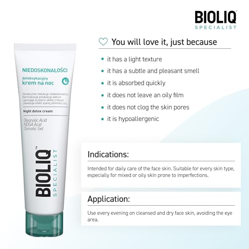 Bioliq - Specialist Night Detox Cream - for Imperfection-Prone Skin, Oleanolic Acid, NDGA, Osmotic Gel for Sebum Control and Toxin Cleansing - 30ml