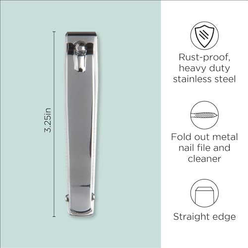 Diane D909 Stainless Steel Straight Edge Toenail Clipper with Fold-Out File - 36 Pack Bulk