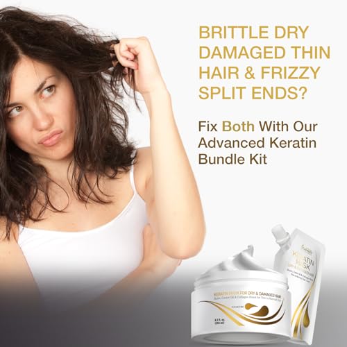 Deep Conditioner Hair Mask with Keratin & Argan Oil - Repair & Hydrate for Damaged & Color-Treated Hair - Value Pack
