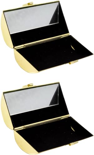 Reflective Gold Capsule Lipstick Cases Set of 2 with Glass Mirrors - Vintage Style