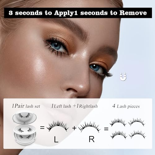 Hunnyfit Magnetic Lashes,2026 New Magnet Eyelashes with Applicator Natural Look,No Glue Needed Reusable Eyelashes Kit for Women(02+03+06)