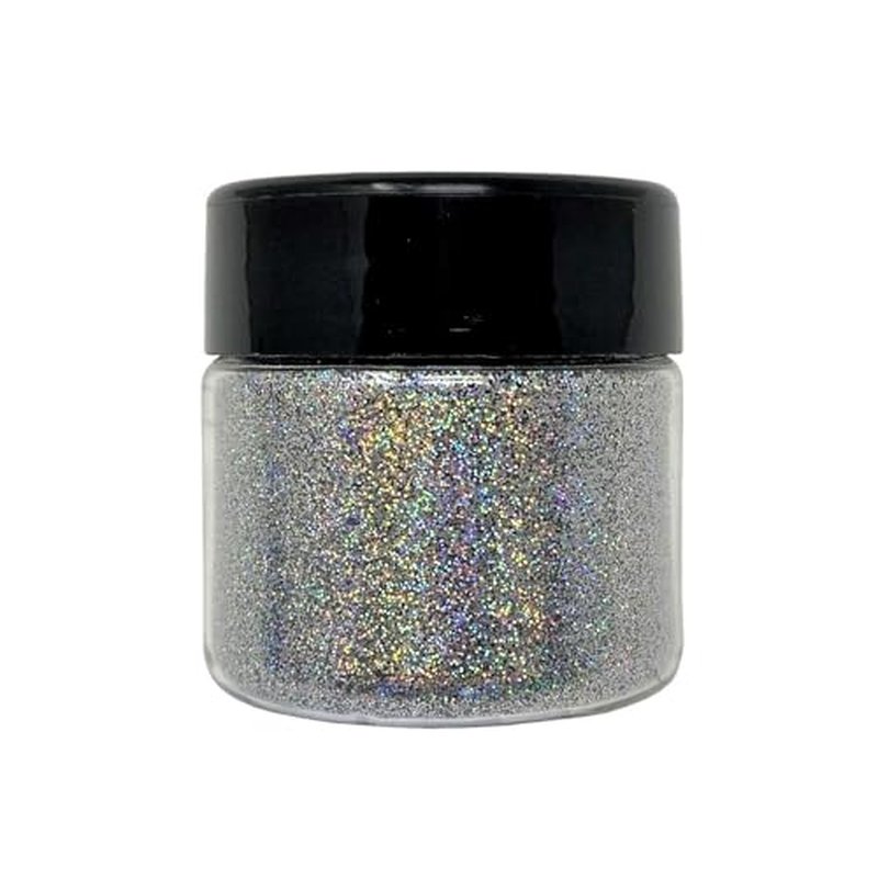 Holographic Silver Biodegradable Ultra-Fine Cosmetic Grade Glitter 0.75 oz jar - Vegan & Made in The USA