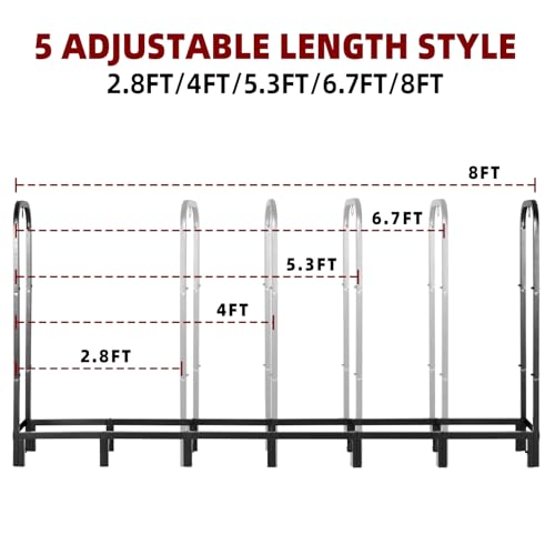8FT Firewood Rack with Waterproof Cover - Heavy Duty Indoor & Outdoor Storage - Variation: 8 ft with Cover