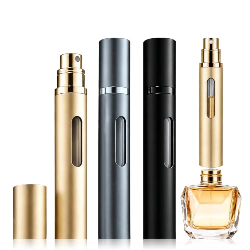 Refillable Perfume Atomizer 10ml Travel Bottle - Black, Gold & Grey