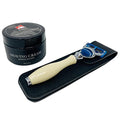 Men's Shaving Kit with 5-Blade Razor, Sandalwood Shave Cream & Leather Travel Case