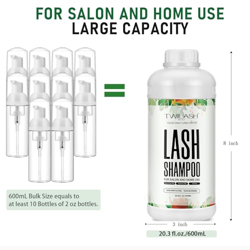 600ml Lash Shampoo for Extensions - Eyelash Cleanser Foam, Professional & Home Use (20.3 Fl Oz Pack of 1)
