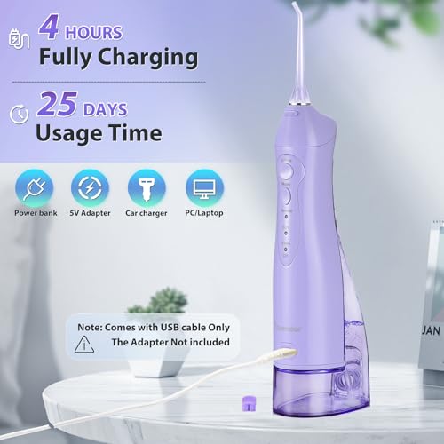 Electric Water Flosser Cordless Oral Irrigator for Teeth - Lavender