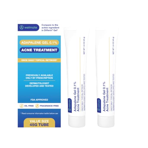 Adapalene Gel 0.1% Acne Treatment 1.6oz Pack of 2 – Over-the-Counter Retinoid