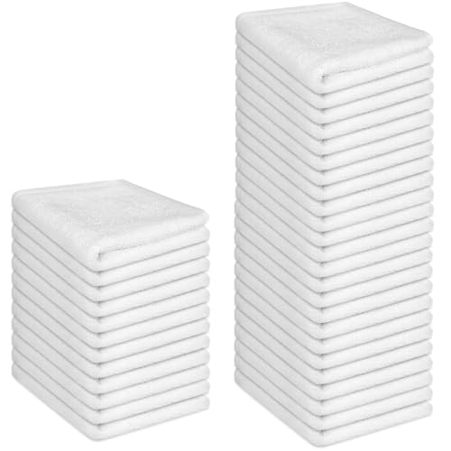 Cotton Washcloths Set - 36 Pack 12x12 Inch White Face & Body Cloths - Soft & Absorbent