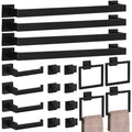 20-Piece Matte Black Bathroom Accessories Set with 23.6-Inch Towel Bar - Durable Stainless Steel