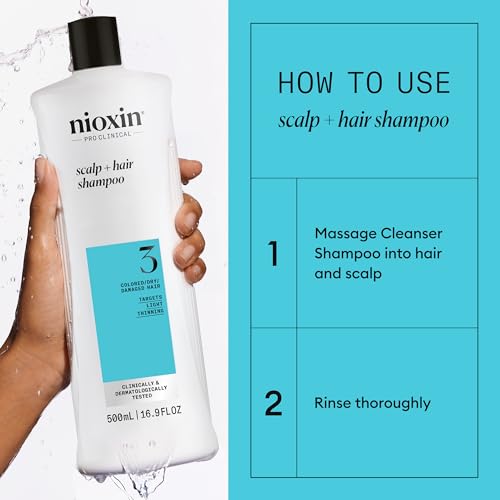 Nioxin System 3 Scalp & Hair Shampoo 16.9 Fl Oz - Color-Treated Dry Damaged Hair