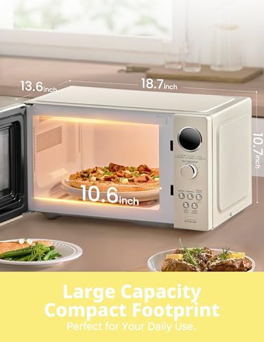COMFEE' Retro Microwave Oven 0.9 Cu.Ft 900W Countertop Apricot - Child Lock & 9 Auto Menus