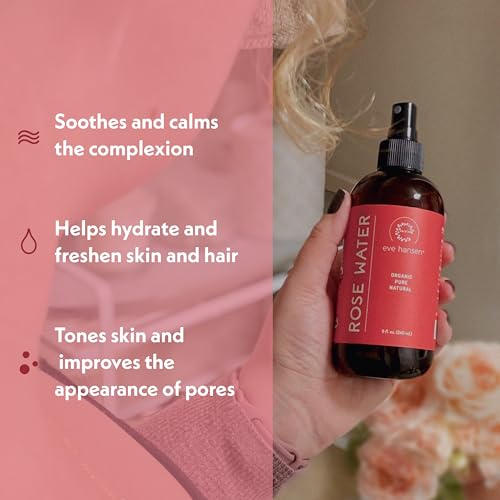 8 oz Organic Rose Water Facial Toner & Makeup Setting Spray - Soothing Hydrating Mist