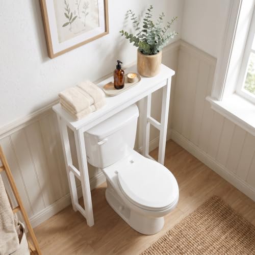 Over the Toilet Storage Shelf - White Bathroom Organizer with Open Shelf, 29 Inch Wide - Variation: Toilet Shelf