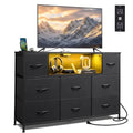 LED TV Stand for 55 Inch TV with 8 Drawers, RGB Ambient Lighting, Black - Adjustable & Durable