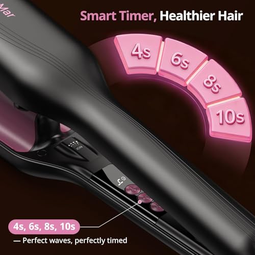 CrazyMar 1-Inch Wave Curling Iron for Beach Waves - Black - Fast Heat Up