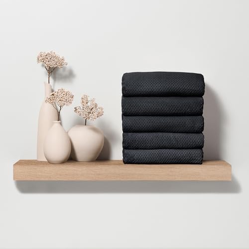 Fromm Softees Plush Bleachproof Microfiber Hair Towel 18x30 Inches Dark Grey - 6 Pack