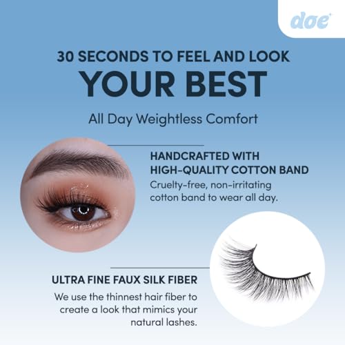 Really Really Lowkey - Reusable 15 Wears, Natural Looking Vegan False Lashes, Handmade from Korean Silk. Lightweight Cruelty Free Eyelash for Everyday Look - 1 Pair