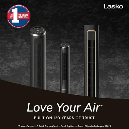 Lasko Ascend 36-Inch Quiet Tower Fan with Remote - Black