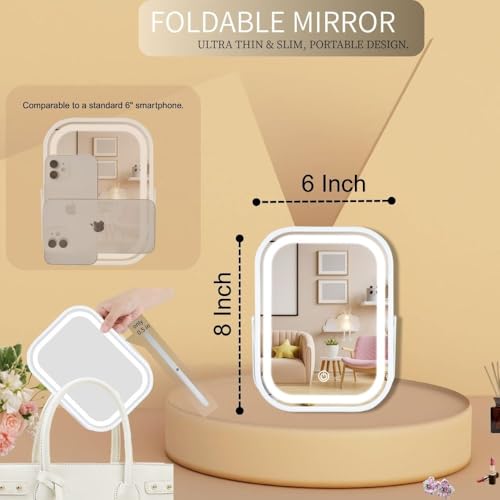 Rechargeable 6x8 Inch Vanity Mirror with Lights - Touch Control Tabletop Makeup Mirror