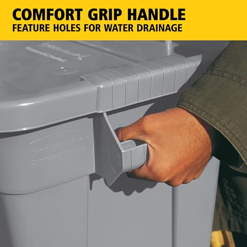 Heavy-Duty Gray Rubbermaid BRUTE Tote with Lid 20-Gallon 2 Pack - Commercial Storage