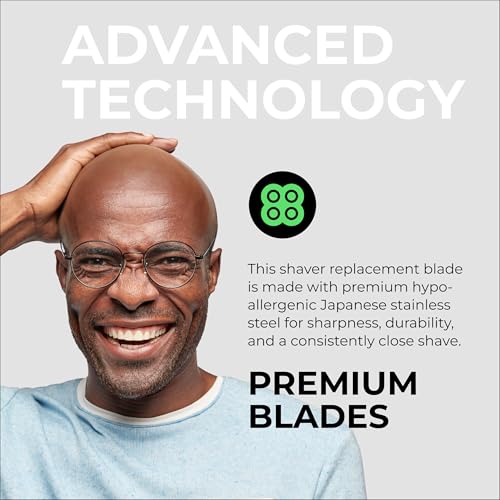 Skull Shaver Carver PRO 4 Head Replacement Blade - Shaver Blade for Wet & Dry Shaving - Rotary Heads Design - Japanese Stainless Steel - Compatible with Pitbull, Palm & Butterfly Kiss Shavers