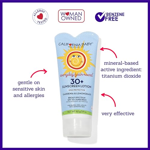 California Baby SPF 30+ Mineral Sunscreen for Babies - Floral Scent, Travel Size 82g