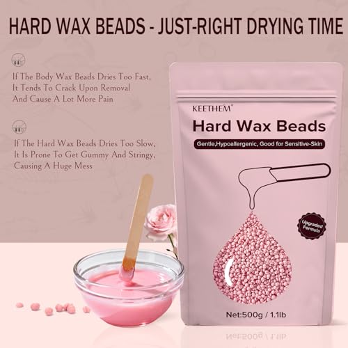 500g/1.1lb Wax Beads Suitable for Coarse Hair Removal,Hard Wax Beads Brazilian Bikini Waxing At Home, Wax Beans for Women Men Face, Eyebrow, Body, Legs, Armpit(Cream)