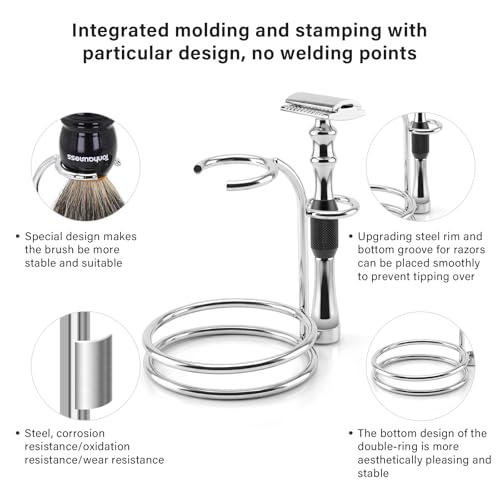 5-in-1 Men's Shaving Kit with Black Handle - Badger Brush, Safety Razor, Bowl & Goat Milk Soap