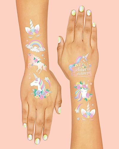 Unicorn Temporary Tattoos Party Favors - 26 Styles, 8.25 x 6 Inches Pack of 3