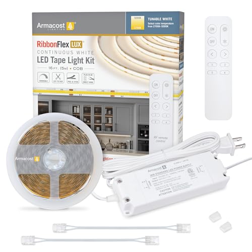 Tunable White LED Strip Light Kit 16ft COB Tape Light with Dimmable Controller