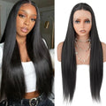 Long Straight Synthetic Lace Front Wig for Black Women 13x4 HD Transparent Cap - Black, 30 Inch