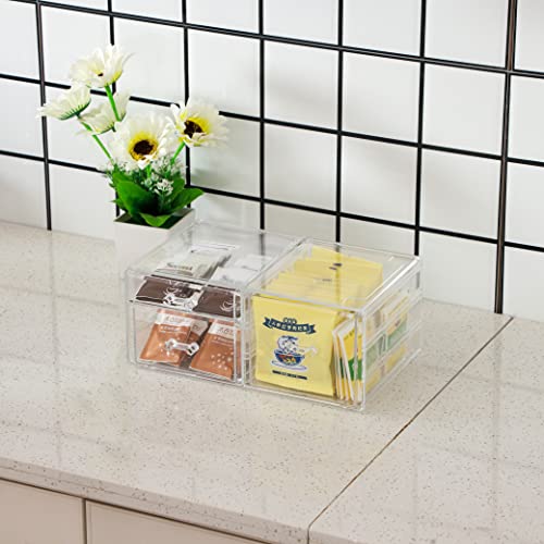 Cq Acrylic Stackable Makeup Organizer with 3 Drawers, Clear, Compact Storage for Vanity, Bathroom & Office