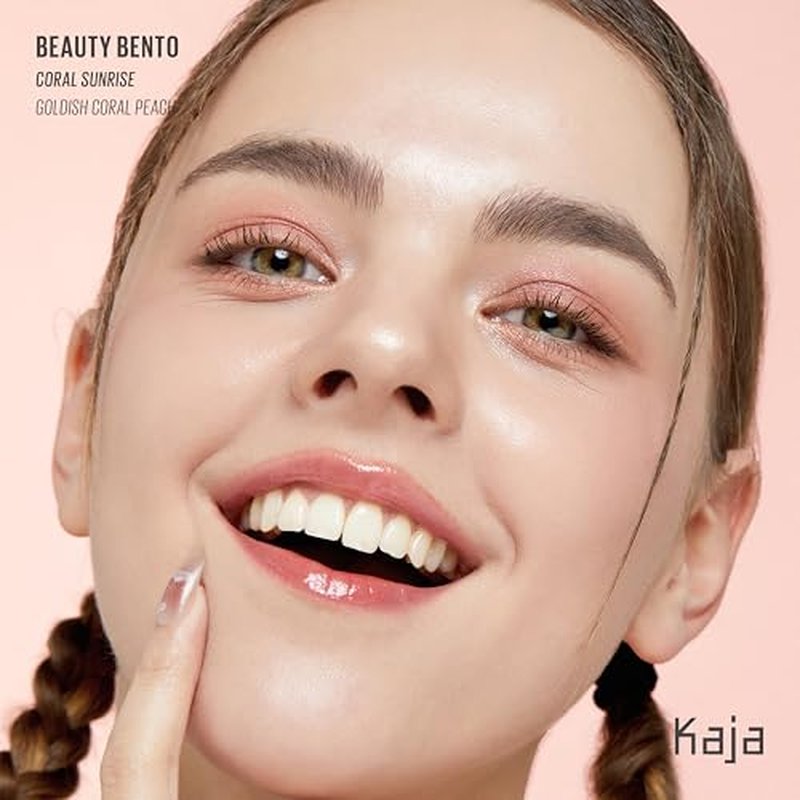Kaja Beauty Bento Collection | Mosaic chrome + Shimmer + Matte | 18 Coral Sunrise - Coral Peach | 2019 Best of Beauty Award in Glitter-Pressed Category