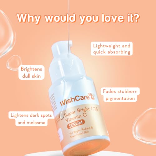 WishCare Vitamin C Face Serum with Niacinamide, Ferulic Acid & Botanical Extracts ? Serum for All Skin Types, 30ml
