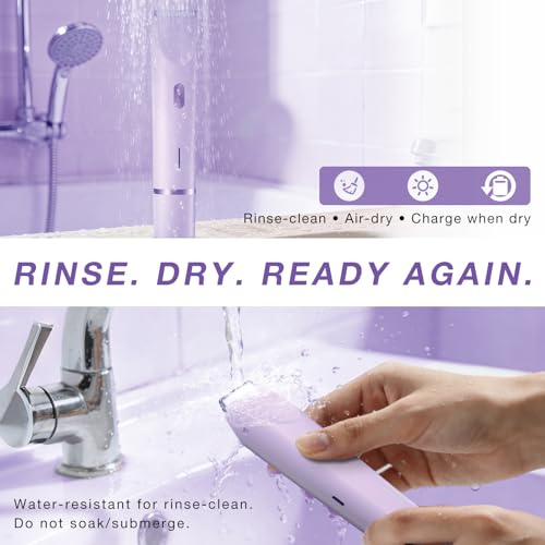 Fanovae 2-in-1 Electric Bikini Trimmer for Women - Lavender, Rechargeable, IP67 Waterproof
