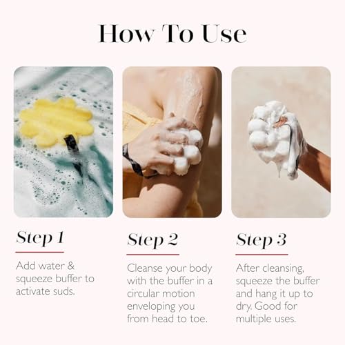 Spongellé Wild Flower Bath Sponge with Built-in Body Wash - Bundle with Box | Beach Grass, French Lavender, Freesia Pear | 14+ Uses, Women's Shower Loofah