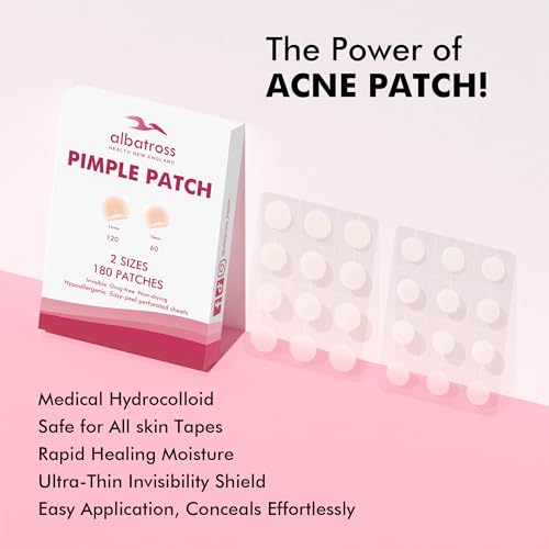 Invisible Pimple Patches Pack of 3 - 180 Count, 2 Sizes Hydrocolloid Acne Cover