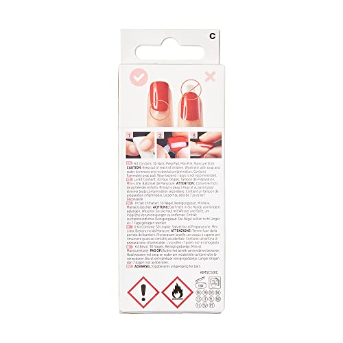 KISS imPRESS Press-On Manicure, Believe, Short Length Square, with PureFit Technology, Includes Prep Pad, Mini File, Cuticle Stick, and 30 Fake Nails